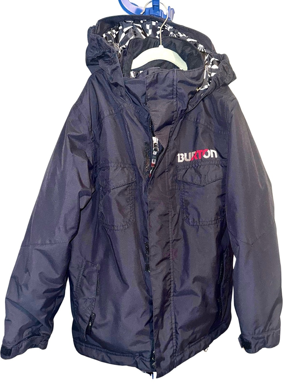 Burton Snow Kids Black Hooded Puffer Jacket Snow Skirt Flaws Noted 7/8 Small